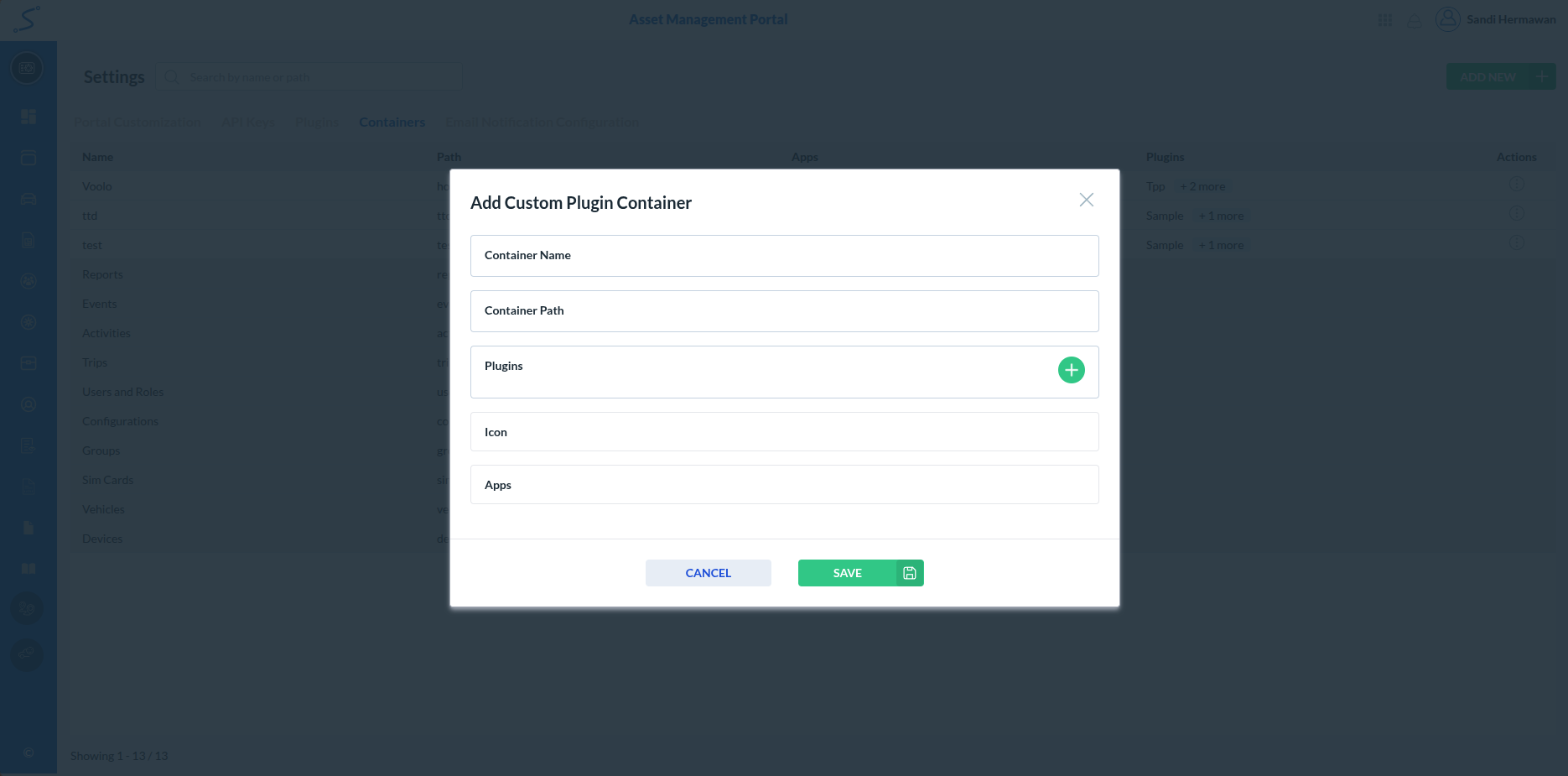 Add Container Form