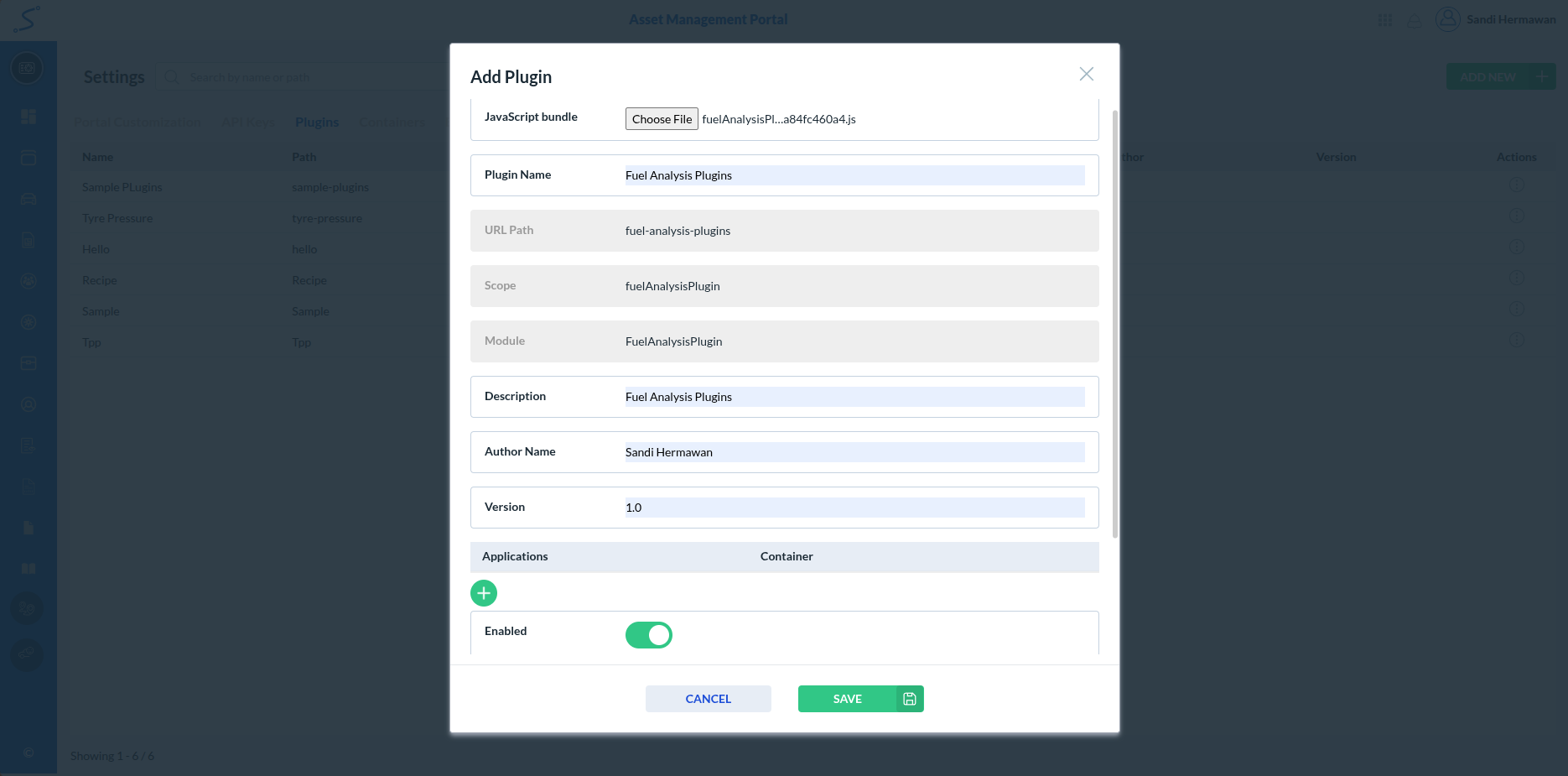 Add Plugin Form Filled