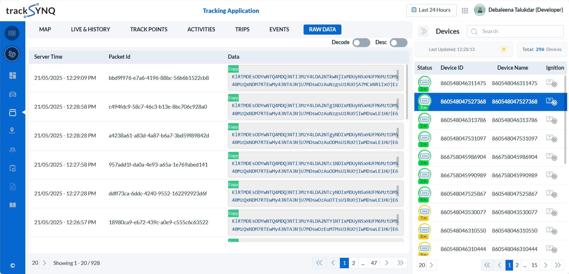 Tracking Device Raw Data