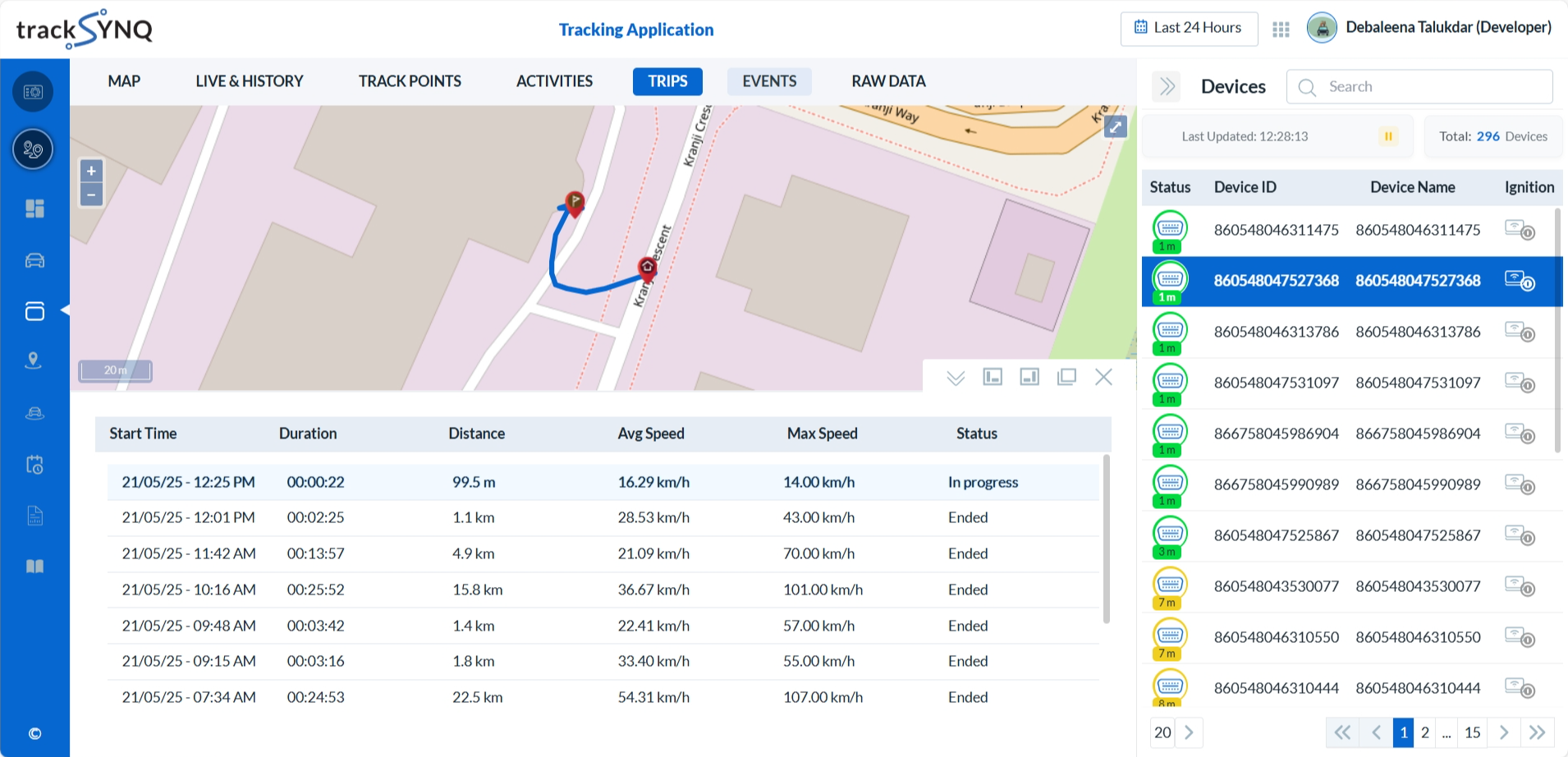 Tracking Device Trips