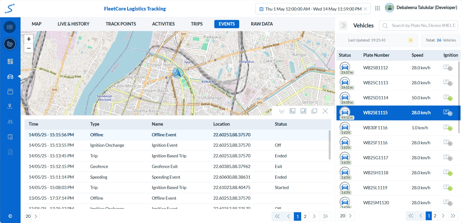 Tracking Vehicle Events